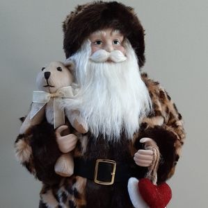 Dennis Basso 18" Animal Print Faux Fur Santa